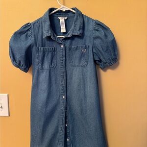 Guess Blue Denim Puff Sleeve Dress